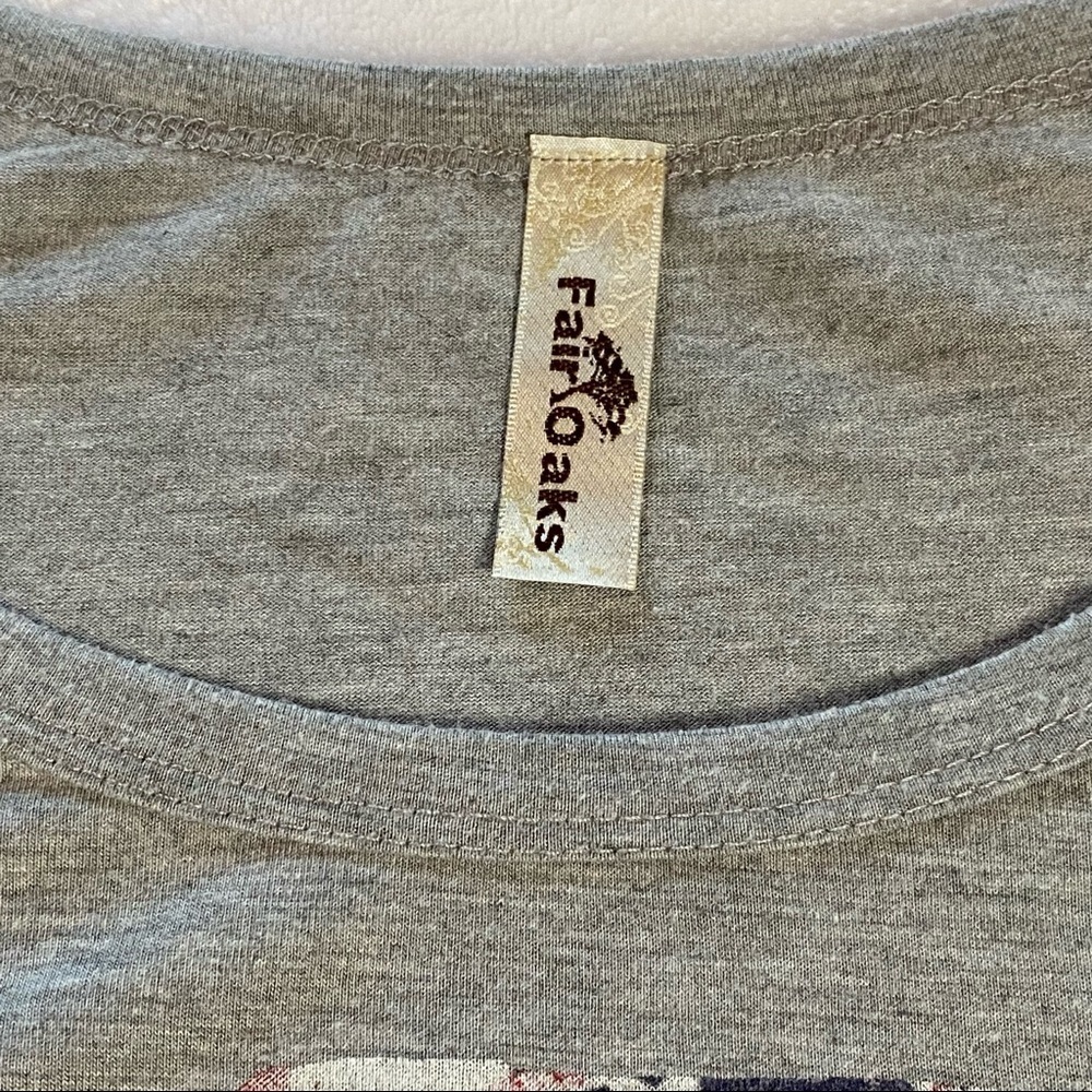 Fair Oaks Scoop Neck Flag Anchor T-shirt Gray Size Medium - Picture 8 of 9
